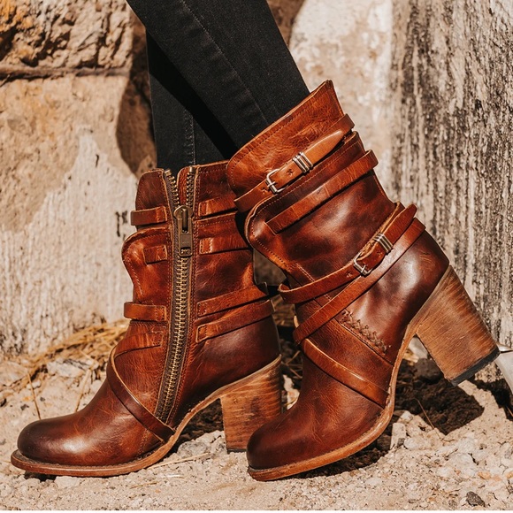 Freebird Strappy Leather Baker Boot Brown Size 8